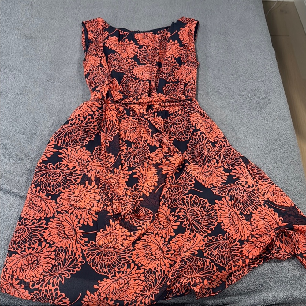 Banana Republic Pink and Navy Blue Sleeveless Midi Sundress
